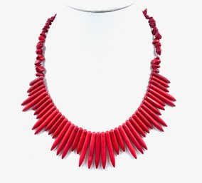 Striking Red Howlite Bib Necklace
