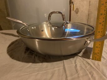 Miu Stainless Steel Wok With Glass Lid New Never Used 13x4