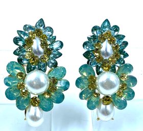 Gorgeous Faux Pearl & Rhinestone Earrings