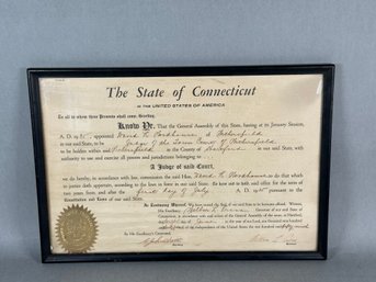 Vintage 1935 Wethersfield CT Judge Certificate