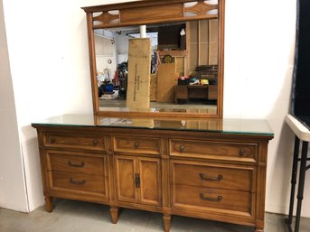Mid Century Double Wide Dresser With Mirror