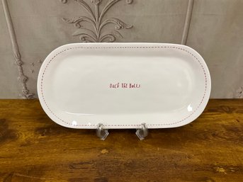 Rae Dunn Deck The Halls White & Red Oval Shaped Platter