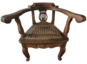 Antique Child's Barrel Chair With Cane Inlay
