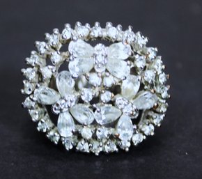 Fine White CZ Or Rhinestone Ladies Ring Size 8.5 White Stones