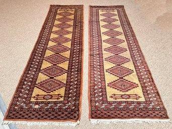 A Pair Of Vintage Hand Knotted Ardebil Runner Carpets