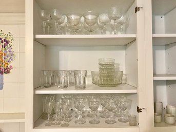 Cabinet Lot Of Vintage Glassware