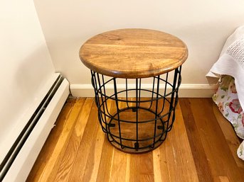 Wire Mesh And Wood Accent Table