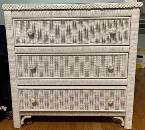 Henry Link Wicker Three Drawer Chest With Glass Top