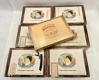 Collection Of Older Cigar Boxes Including Garcia Y Vega