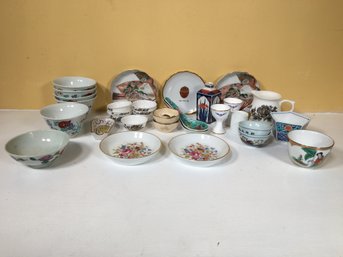 Interesting Mostly Vintage / Mostly Asian Porcelain Lot - Includes FABERGE / Limoges Dish - Very Interesting !