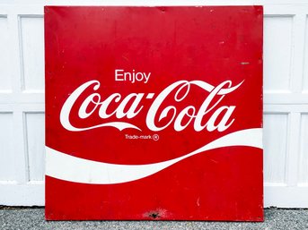 A Large Vintage Metal Coca Cola Advertising Sign