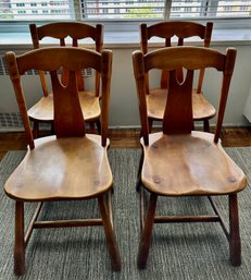 Set 4 Antique Arts & Crafts Maple Wood Dining Room Chairs (Matches Table & Hutch)