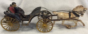 Vintage Cast Iron Horse And Buggy/Carriage With Rider