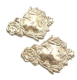 Vintage Sterling Silver Flat Ornate Earrings