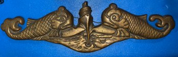 Heavy Brass Double Dolphin Ship Sub Wall Hanging