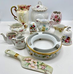 Vintage Fine China Cookie Jar, Vases, Creamers, Bell, Cake Knife & More (12 Pieces)