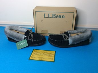 LL BEAN W'S WICKED GOOD MOCCASINS BLACK SIZE 8M