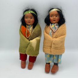 2 Vintage 1950s Skookum Dolls Bully Good ~ Native American ~