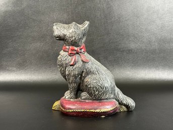 A Fetching Vintage Scottie Dog Door Stop In Painted Cast-Iron By The Strata Group