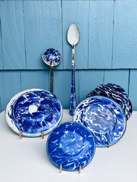 Collection Of Cobalt Blue Antique Graniteware