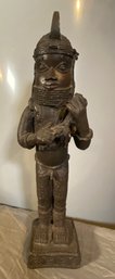 Edo Peoples Sculpture Court Attendant With Ceremonial Sword Statue 15in