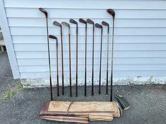 Assorted Antique Golf Clubs Including Several With Hickory Shafts