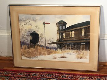 Lovely Original Watercolor Painting Of Abandoned Train Station In CANNAN, CONN Signed LISA 77 - Nice Piece