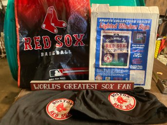 Lighted Red Sox Window Sign Plus Other Memorabilia