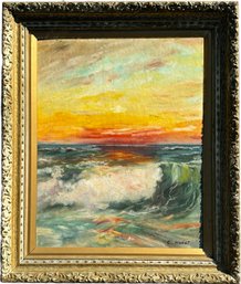 A Vintage Oil On Canvas, Seascape At Sunrise, Signed E. Wheat