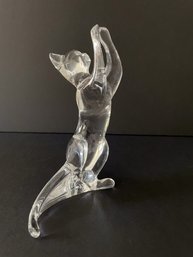 Baccarat  Playing Cat Crystal Figurine