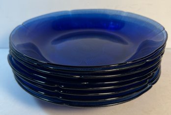 Set Of 8 Cobalt Blue Flower Dishes