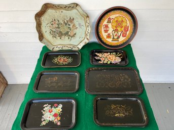 Lot Of Toleware Trays