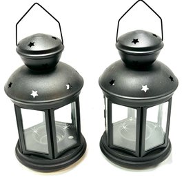 Vintage Pair Of Ikea Black Star Candle Lanterns