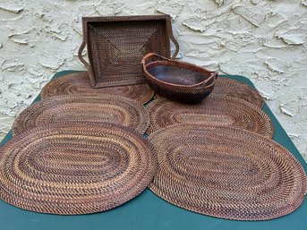 Woven Tabletop Accessories - Platcemats, Bowl And Tray