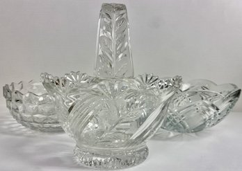 Cut And Pressed Glass Bowls (3)