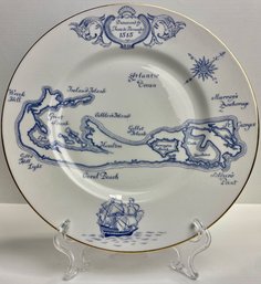 Blue And White Royal Tuscan Plate - Map Of Bermuda