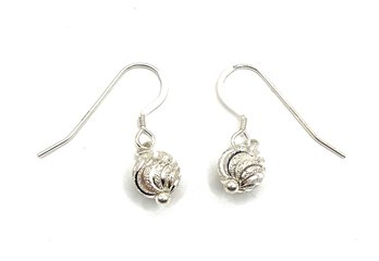 Sterling Silver Sparkly Ball Dangle Earrings
