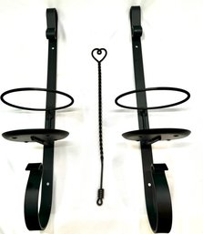Vintage Pair Of Black Iron Jar Candle Wall Sconces And More