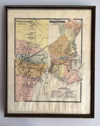 Vintage Reproduction Beers 1867 Map Of Stratford, CT