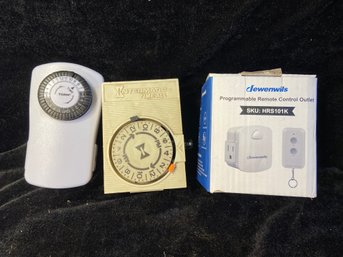 Two Electrical Outlet Timers And One Remote Control Outlet Switch