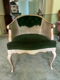 French Provincial Style Arm Chair With Green Velvet ,by Drexel.