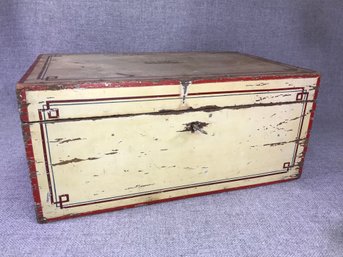 Wonderful Antique Document Box With Key - Original Paint - PAINT IS FABULOUS - Worn & Distressed Paint