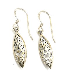 Vintage Sterling Silver Designer Ornate Dangle Earrings