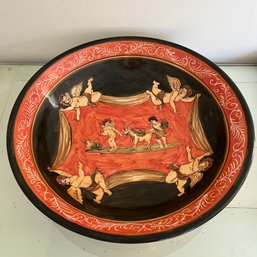 A Large Hand Painted Italian Ceramic Bowl With Neoclassical Design