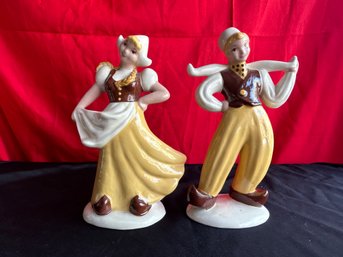 Hedi Schoop California Pottery 11' Dutch Girl & Boy Planter Figures 1943