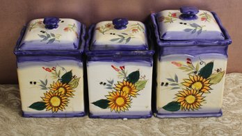 3 Pcs Sunflower Canister Set