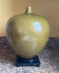Beautiful Big Green Vase With Black Base Stand Made In China