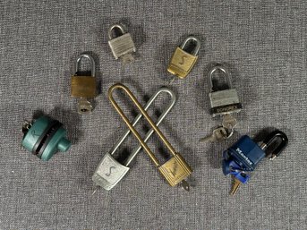 An Assortment Of Vintage & Contemporary Locks With Keys