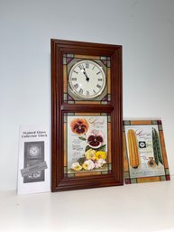 Danbury Mint Burpee Stained Glass Gardener Clock