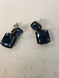 Blue Crystal Silver Earrings Set 399